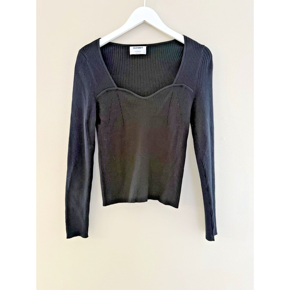 Old Navy Black Sweatheart Neck Sweater Large